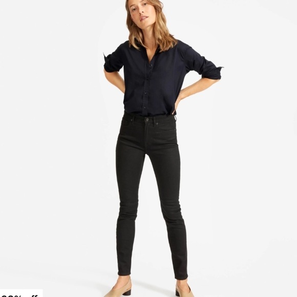 Everlane | The Mid Rise Skinny Jeans Black Size 24 - Picture 6 of 9